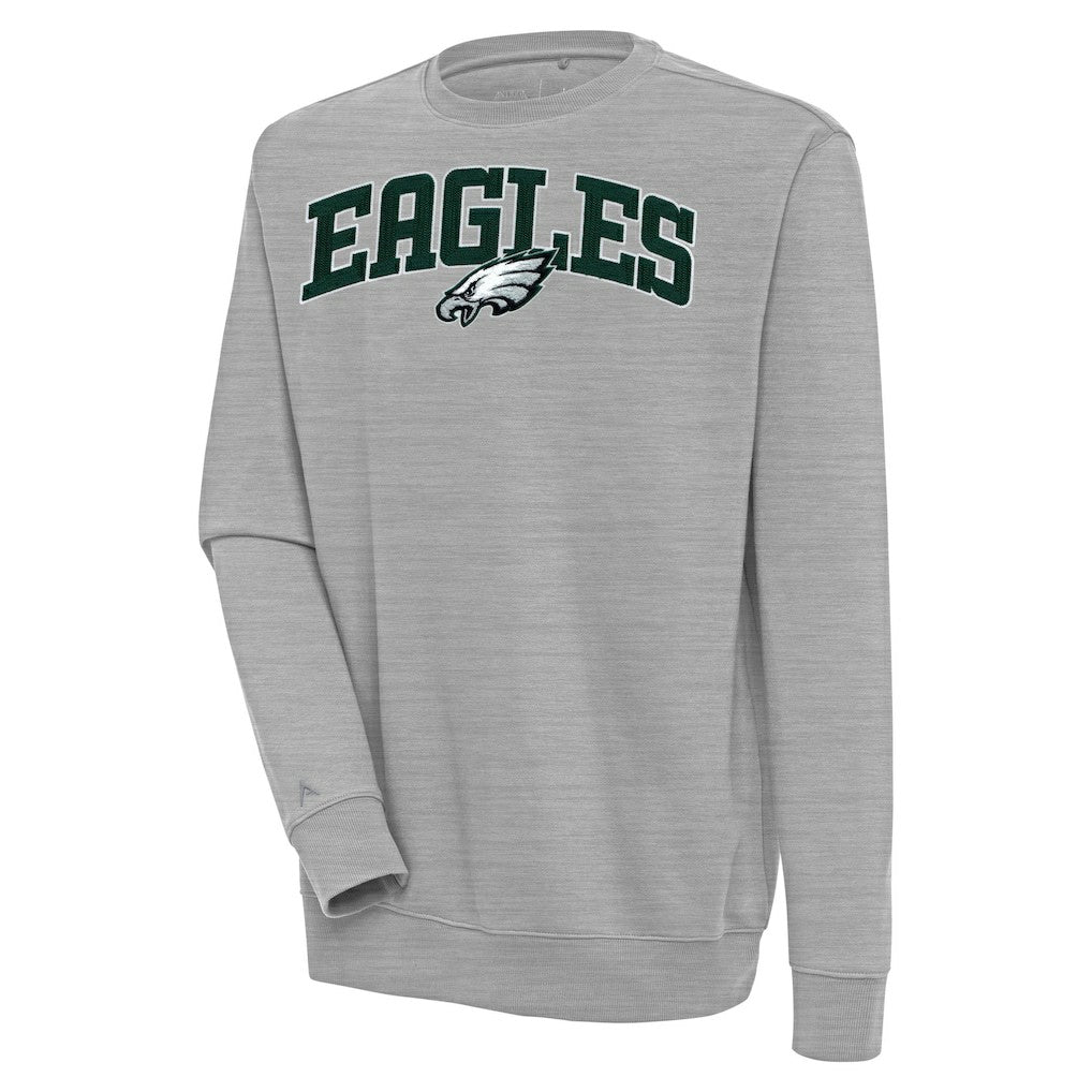 Philadelphia Eagles Antigua Victory Chenille Pullover Sweatshirt Heather Gray | NFL