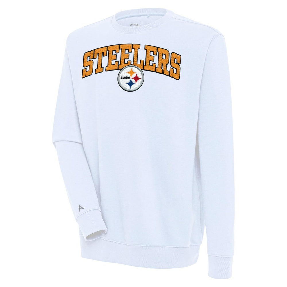 Pittsburgh Steelers Antigua Victory Chenille Pullover Sweatshirt White | NFL