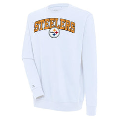 Pittsburgh Steelers Antigua Victory Chenille Pullover Sweatshirt White | NFL