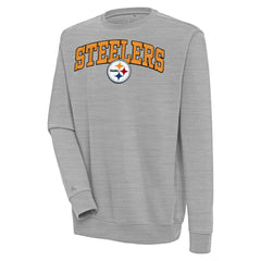 Pittsburgh Steelers Antigua Victory Chenille Pullover Sweatshirt Heather Gray | NFL