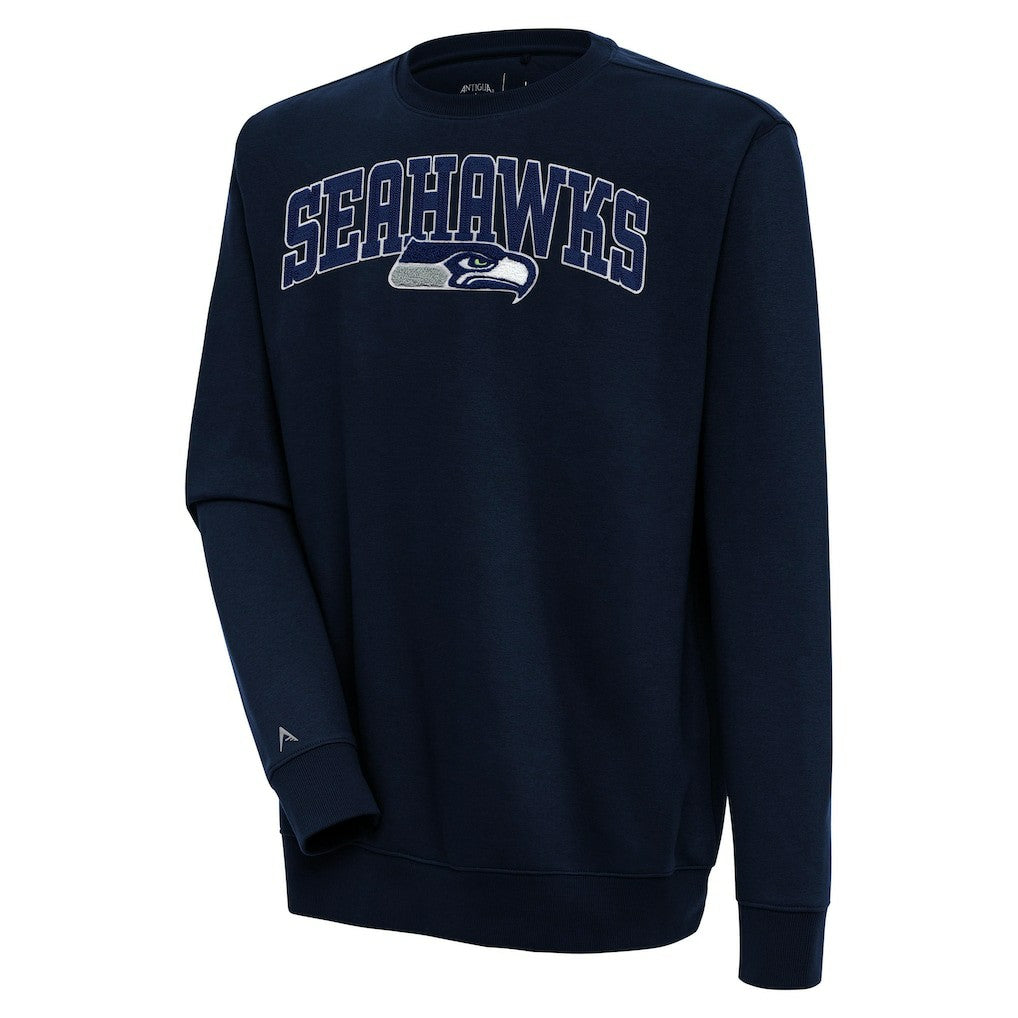 Seattle Seahawks Antigua Victory Chenille Pullover Sweatshirt College Navy | NFL