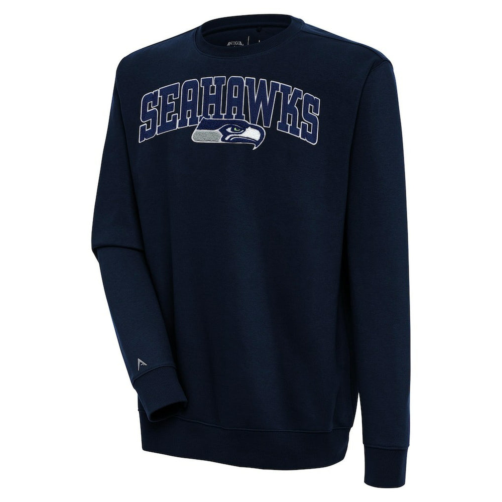 Seattle Seahawks Antigua Victory Chenille Pullover Sweatshirt College Navy | NFL