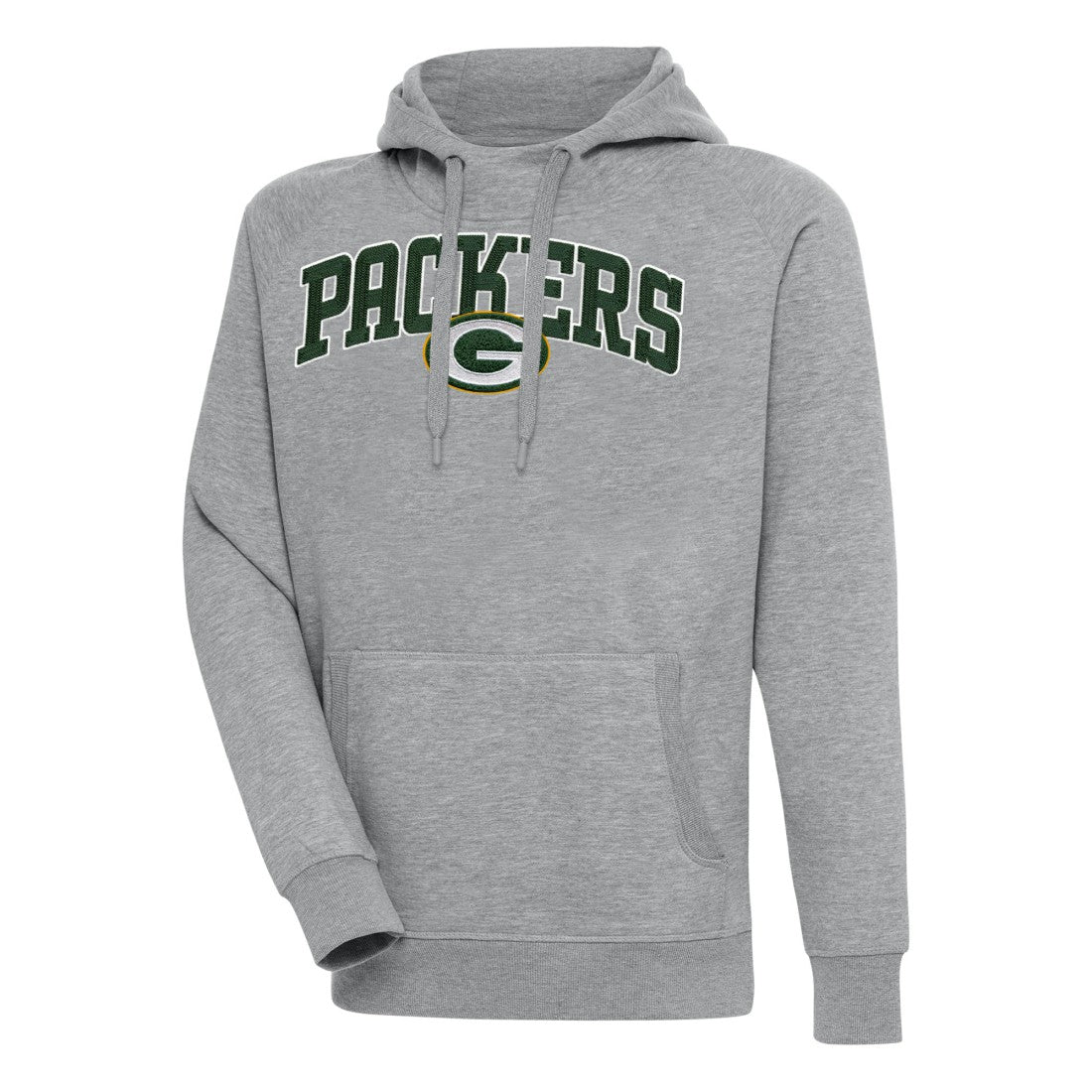 Green Bay Packers Antigua Victory Pullover Hoodie Heather Gray | NFL