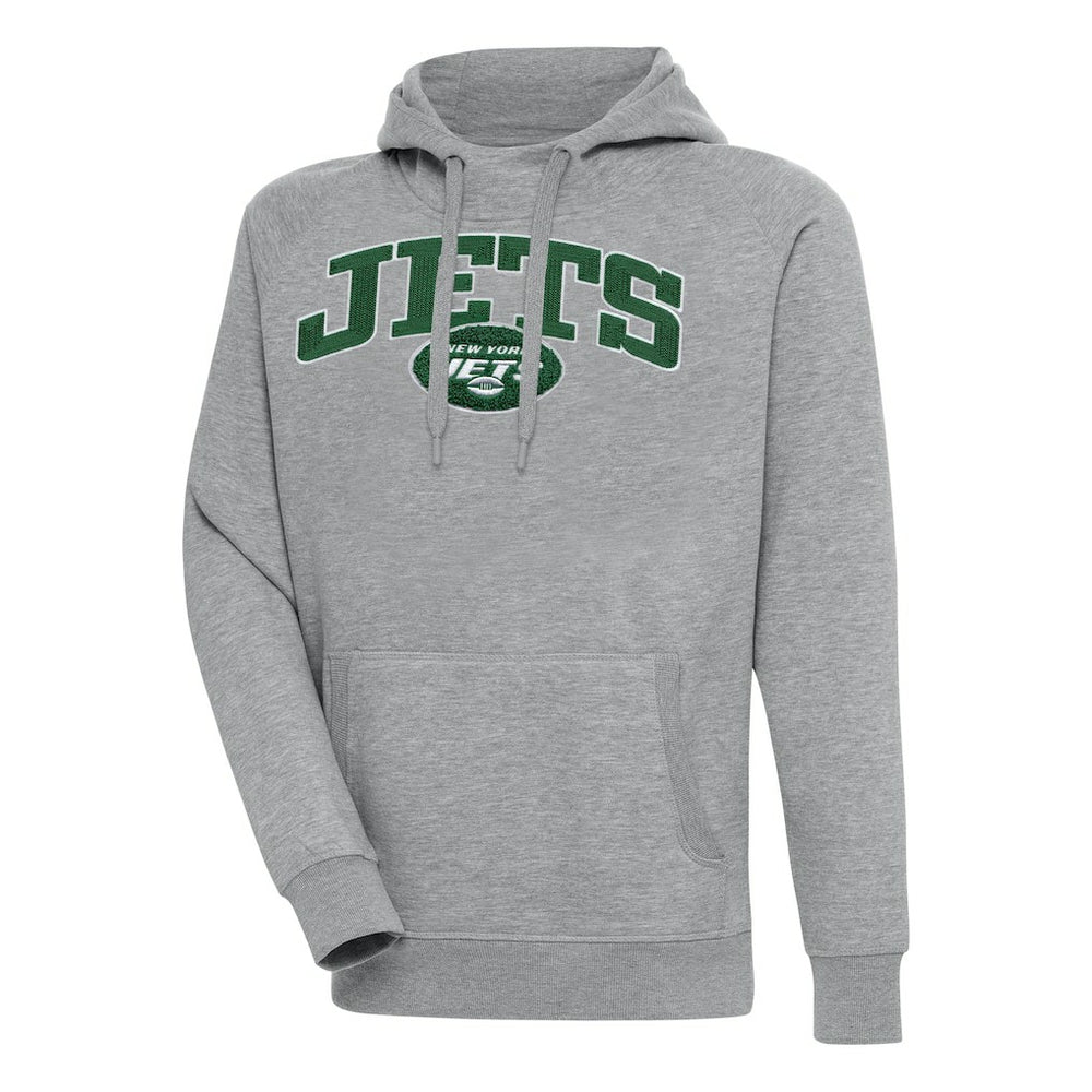 New York Jets Antigua Victory Pullover Hoodie Heather Gray | NFL