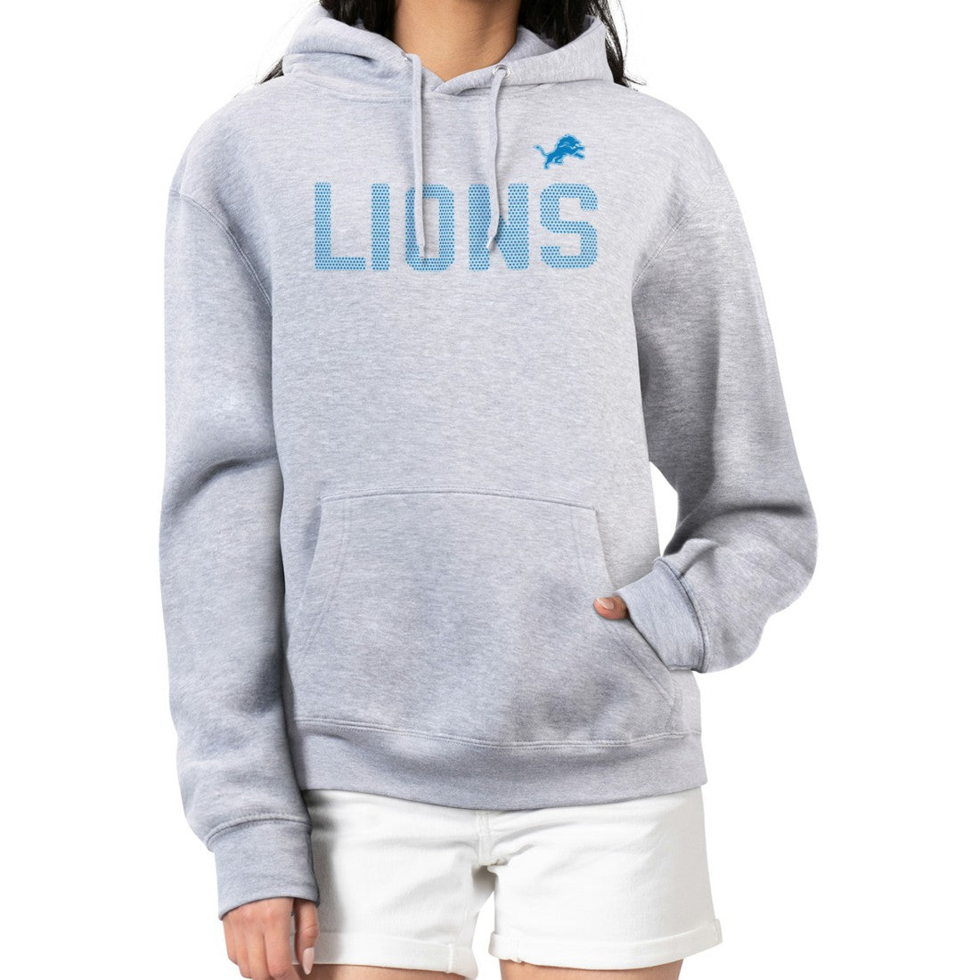 Detroit Lions G-III 4Her by Carl Banks Women's Dot Print Pullover Hoodie Heather Gray | NFL