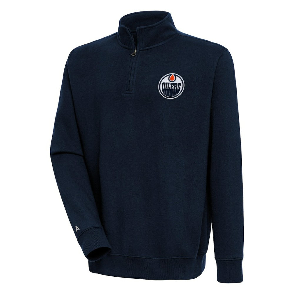 Edmonton Oilers Antigua Victory Quarter-Zip Pullover Top - Navy - NHL