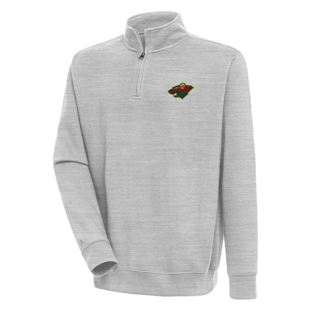 Minnesota Wild Antigua Victory Quarter-Zip Pullover Top - Heather Gray - NHL