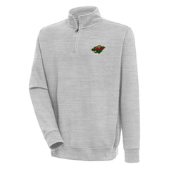 Minnesota Wild Antigua Victory Quarter-Zip Pullover Top - Heather Gray - NHL