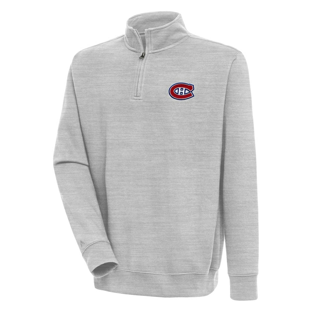 Montreal Canadiens Antigua Victory Quarter-Zip Pullover Top - Heather Gray - NHL