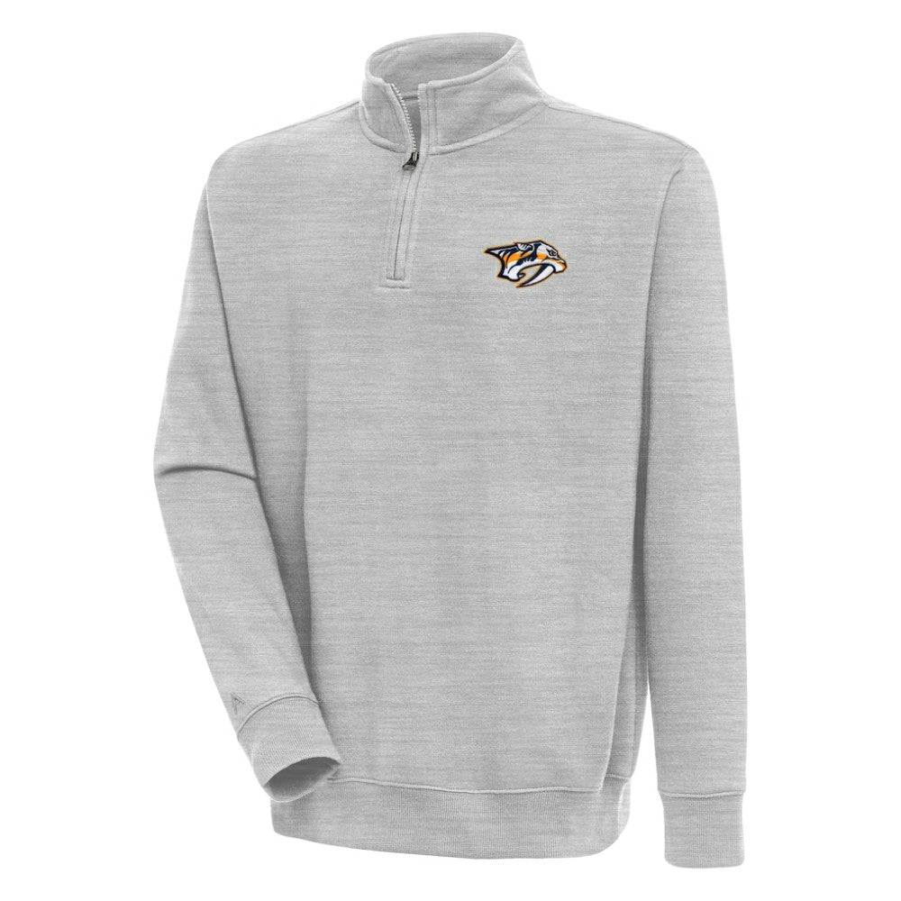 Nashville Predators Antigua Victory Quarter-Zip Pullover Top - Heather Gray - NHL