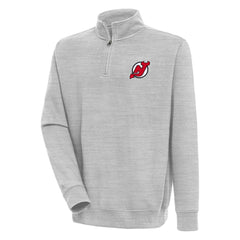 New Jersey Devils Antigua Victory Quarter-Zip Pullover Top - Heather Gray - NHL