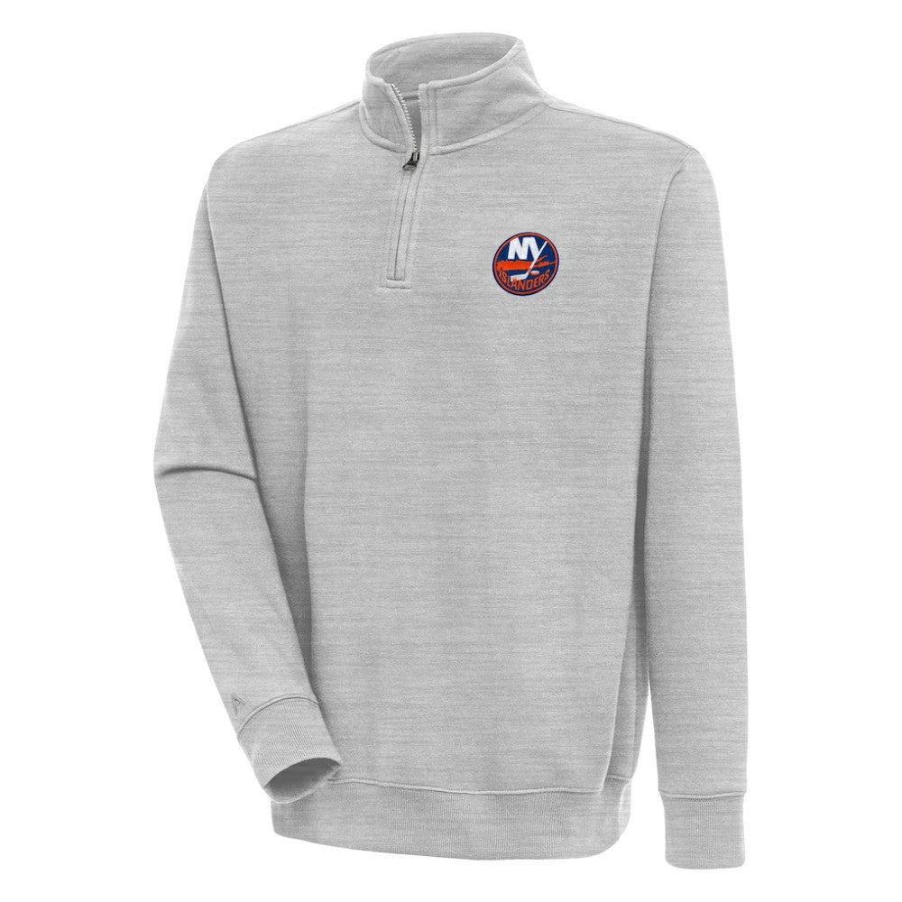 New York Islanders Antigua Victory Quarter-Zip Pullover Top - Heather Gray - NHL
