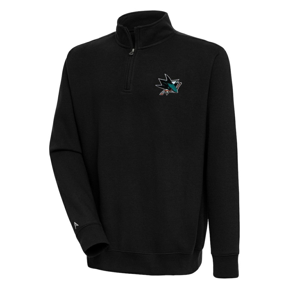 San Jose Sharks Antigua Victory Quarter-Zip Pullover Top - Black - NHL