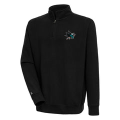San Jose Sharks Antigua Victory Quarter-Zip Pullover Top - Black - NHL
