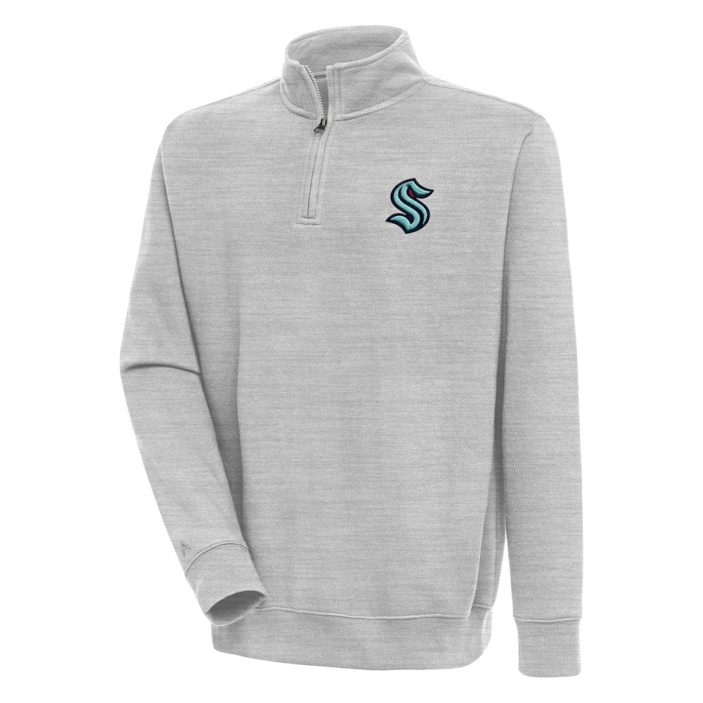 Seattle Kraken Antigua Victory Quarter-Zip Pullover Top - Heather Gray - NHL