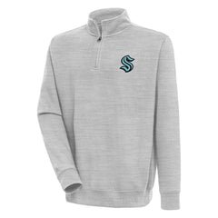 Seattle Kraken Antigua Victory Quarter-Zip Pullover Top - Heather Gray - NHL