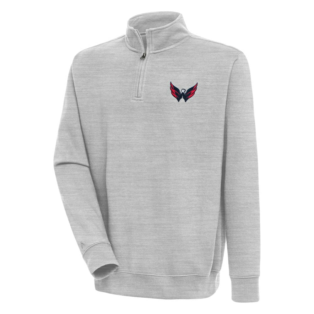 Washington Capitals Antigua Victory Quarter-Zip Pullover Top - Heather Gray - NHL
