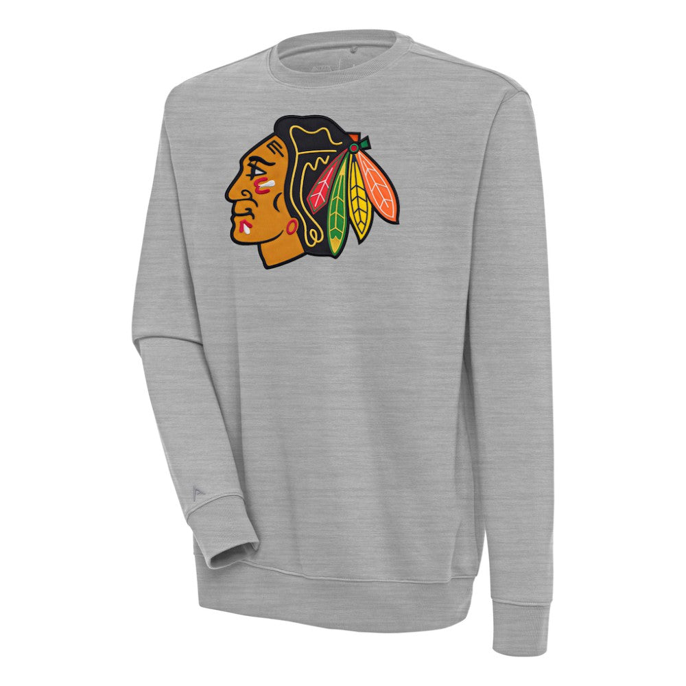 Chicago Blackhawks Antigua Victory Pullover Sweatshirt - Heather Gray - NHL