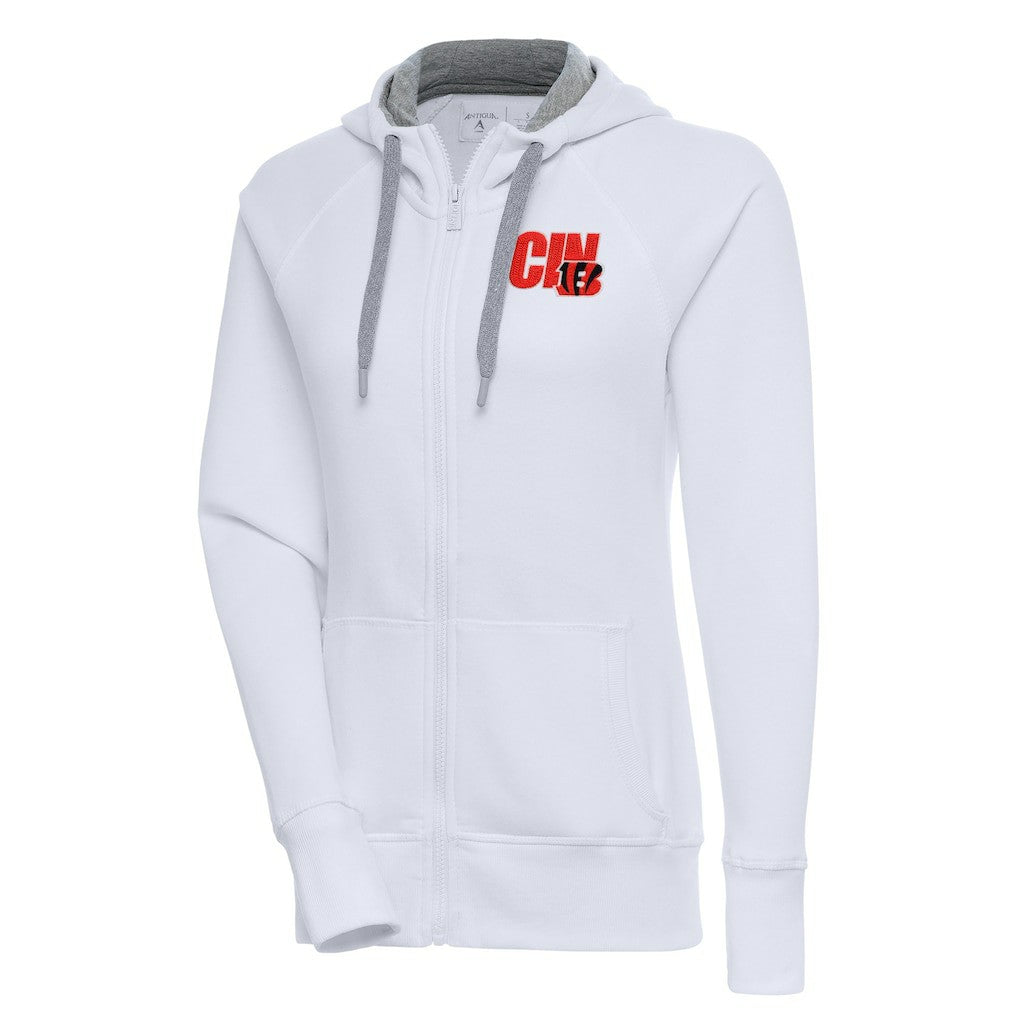 Cincinnati Bengals Antigua Women's Victory Full-Zip Hoodie White | NFL