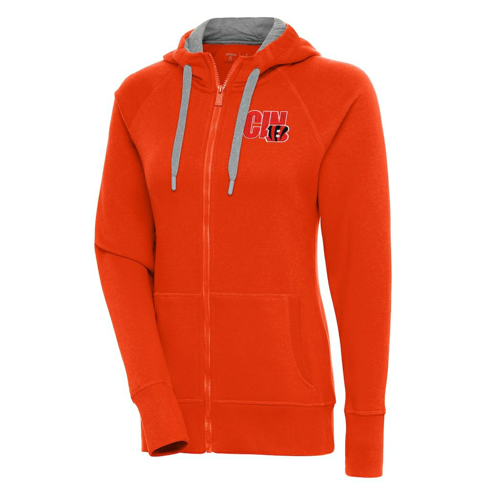 Cincinnati Bengals Antigua Women's Victory Full-Zip Hoodie Orange | NFL