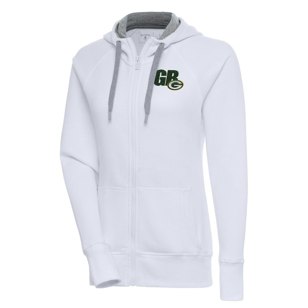 Green Bay Packers Antigua Women's Victory Full-Zip Hoodie White | NFL