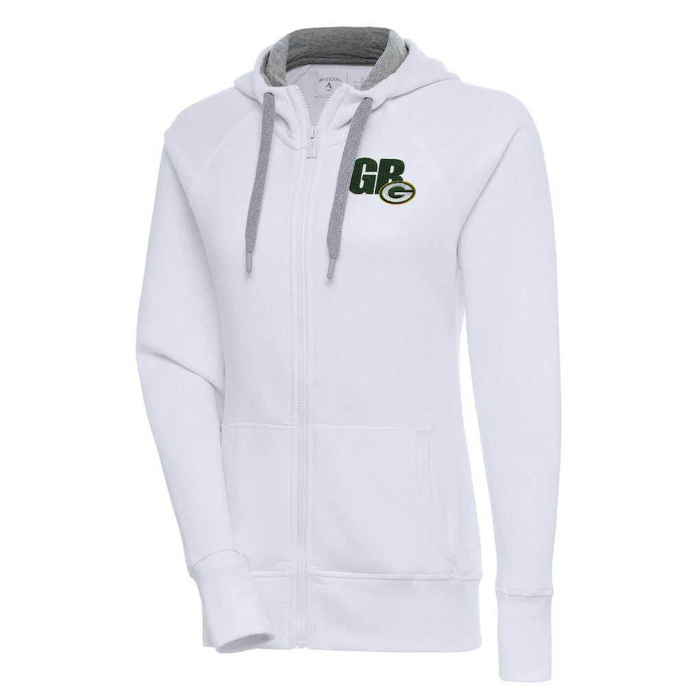 Green Bay Packers Antigua Women's Victory Full-Zip Hoodie White | NFL
