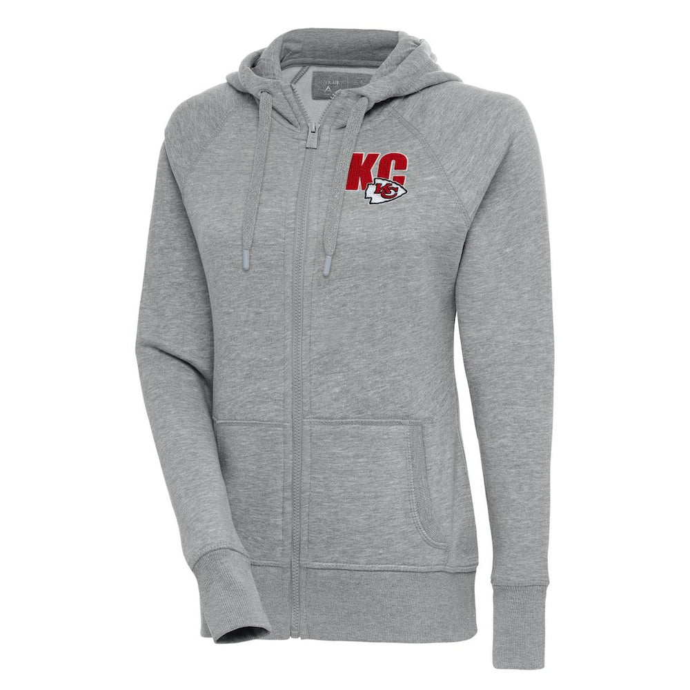 Kansas City Chiefs Antigua Women's Victory Full-Zip Hoodie Heather Gray | NFL