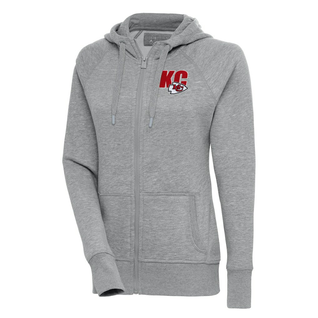 Kansas City Chiefs Antigua Women's Victory Full-Zip Hoodie Heather Gray | NFL