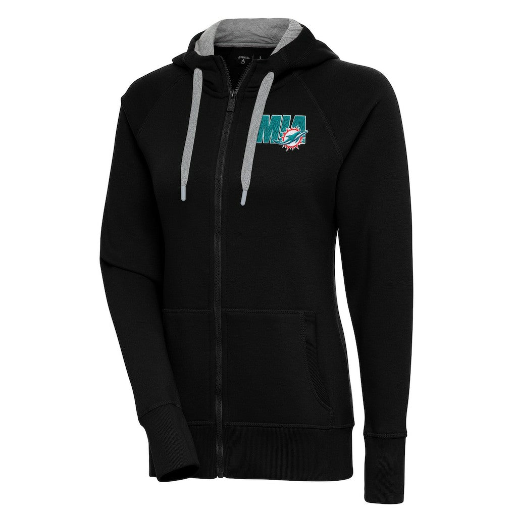 Miami Dolphins Antigua Women's Victory Full-Zip Hoodie Black | NFL