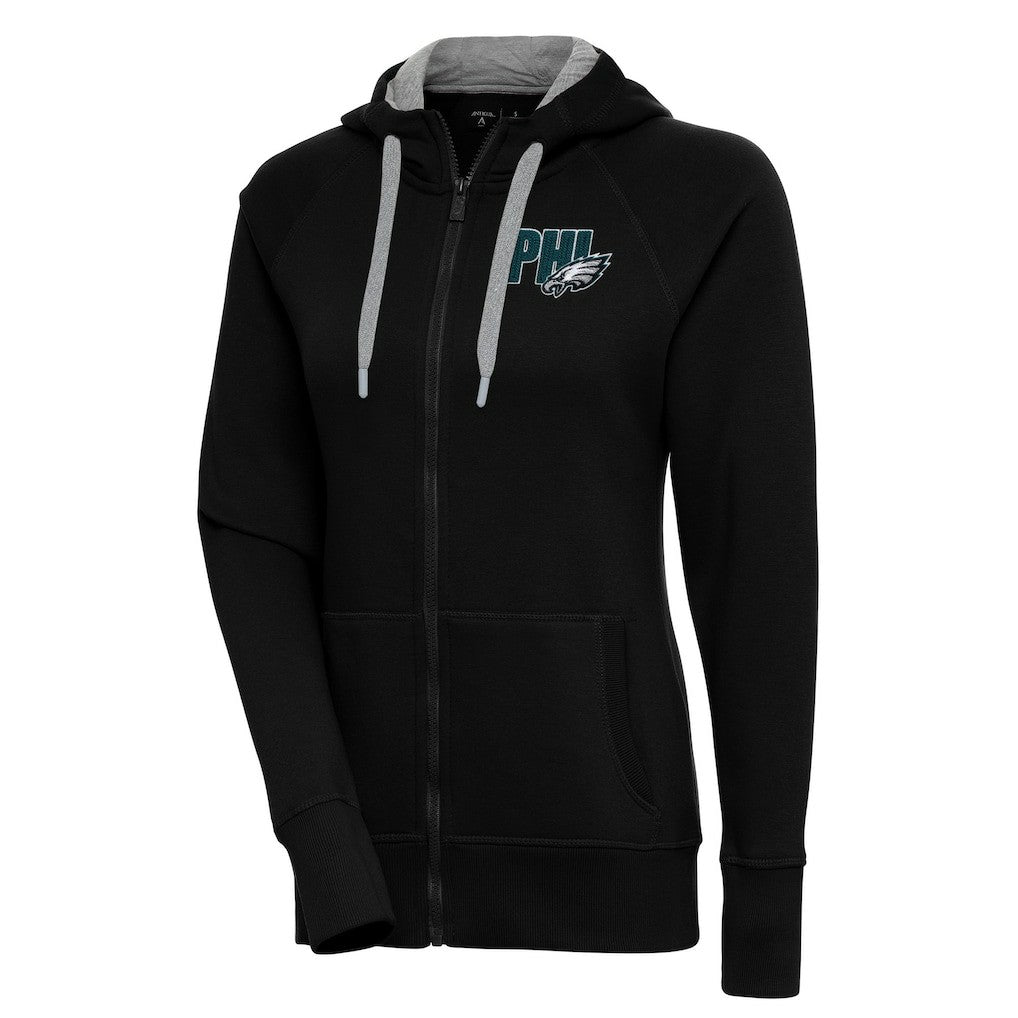 Philadelphia Eagles Antigua Women's Victory Full-Zip Hoodie Black | NFL