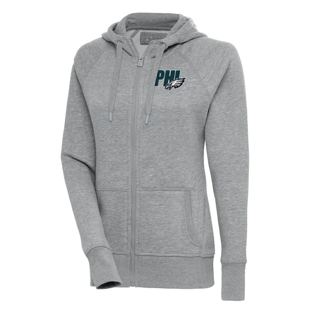 Philadelphia Eagles Antigua Women's Victory Full-Zip Hoodie Heather Gray | NFL