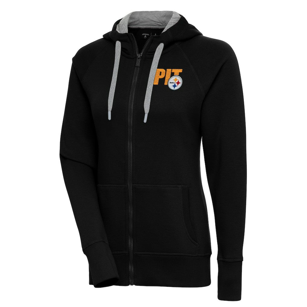 Pittsburgh Steelers Antigua Women's Victory Full-Zip Hoodie Black | NFL