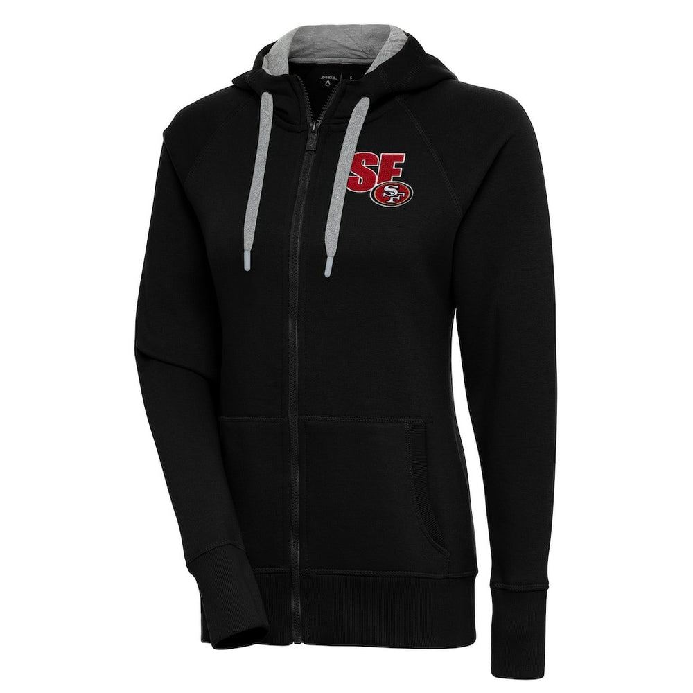 San Francisco 49ers Antigua Women's Victory Full-Zip Hoodie Black | NFL