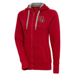 San Francisco 49ers Antigua Women's Victory Full-Zip Hoodie Scarlet | NFL