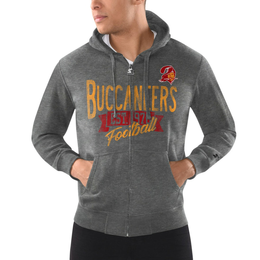 Tampa Bay Buccaneers Starter Domestic Post Season Vintage Logo Full-Zip Hoodie Charcoal | NFL