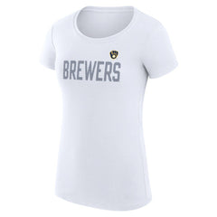 Milwaukee Brewers G-III 4Her by Carl Banks Women's Super-Slim Fit Lightweight Dot Print T-Shirt - MLB
