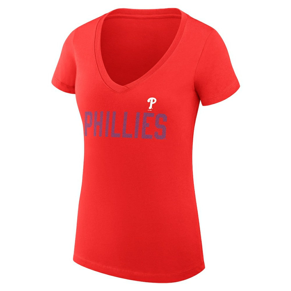 Philadelphia Phillies G-III 4Her by Carl Banks Women's Super-Slim Fit Lightweight Dot Print V-Neck T-Shirt - MLB