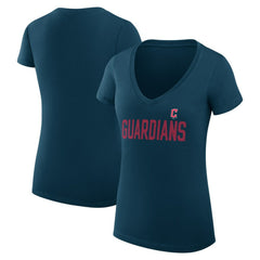 Cleveland Guardians G-III 4Her by Carl Banks Women's Super-Slim Fit Lightweight Dot Print V-Neck T-Shirt - MLB