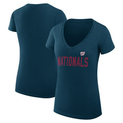 Washington Nationals G-III 4Her by Carl Banks Women's Super-Slim Fit Lightweight Dot Print V-Neck T-Shirt - MLB