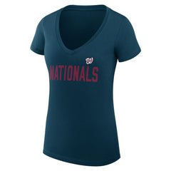 Washington Nationals G-III 4Her by Carl Banks Women's Super-Slim Fit Lightweight Dot Print V-Neck T-Shirt - MLB