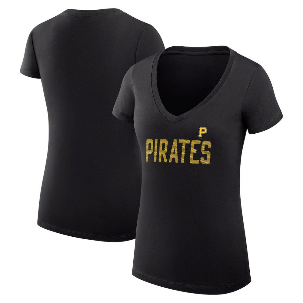 Pittsburgh Pirates G-III 4Her by Carl Banks Women's Super-Slim Fit Lightweight Dot Print V-Neck T-Shirt - MLB
