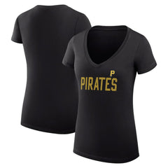 Pittsburgh Pirates G-III 4Her by Carl Banks Women's Super-Slim Fit Lightweight Dot Print V-Neck T-Shirt - MLB