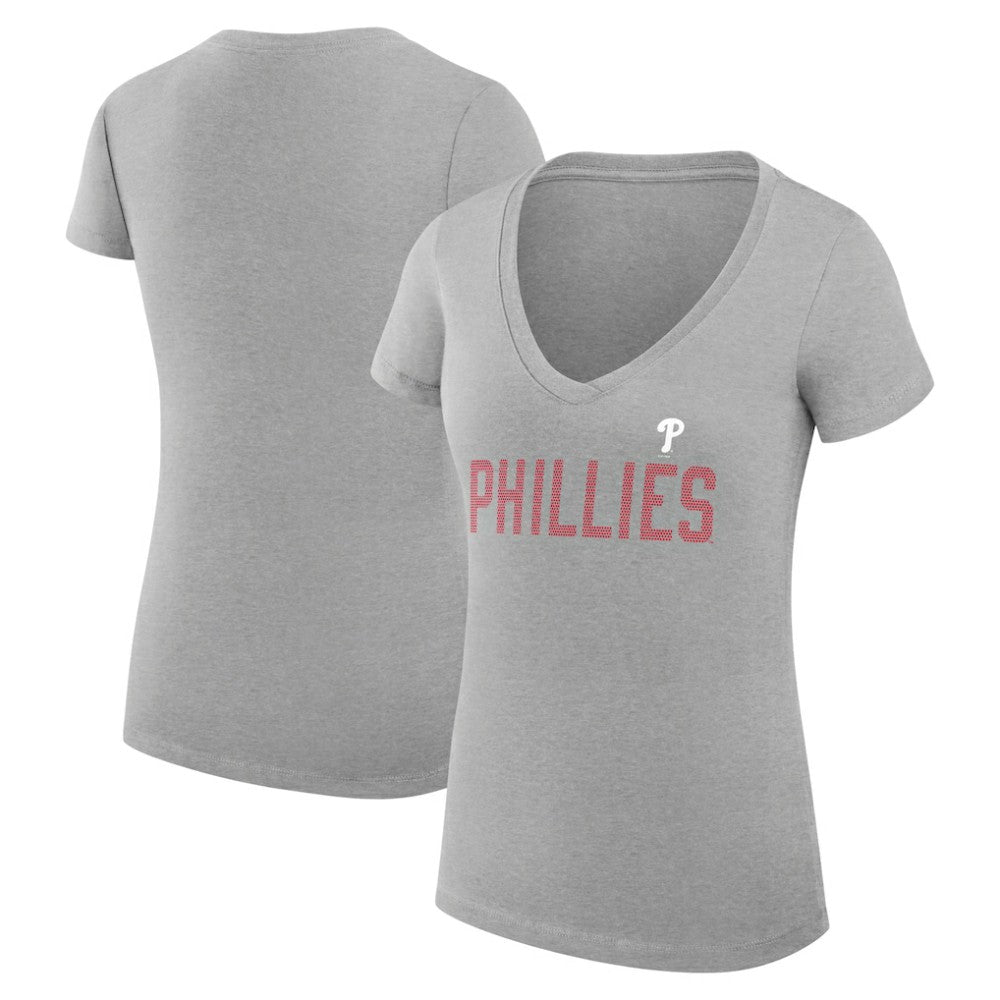 Philadelphia Phillies G-III 4Her by Carl Banks Women's Super-Slim Fit Lightweight Dot Print V-Neck T-Shirt - MLB