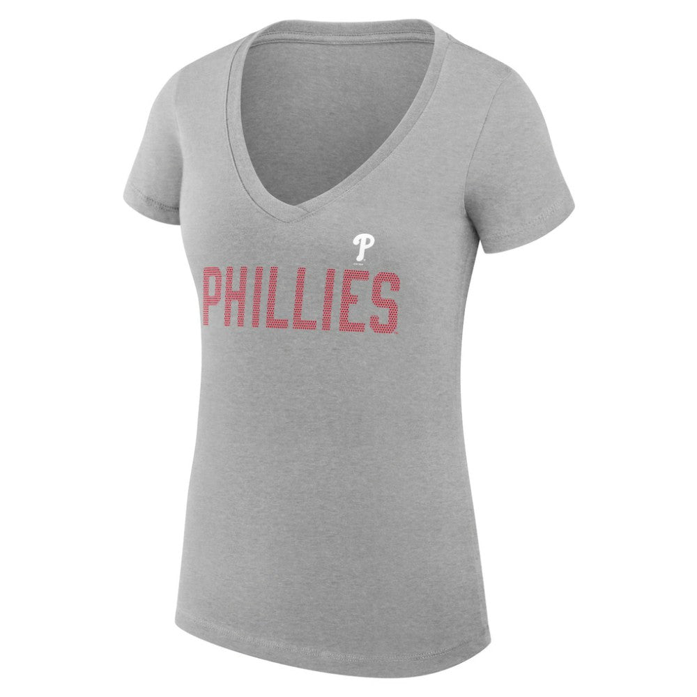 Philadelphia Phillies G-III 4Her by Carl Banks Women's Super-Slim Fit Lightweight Dot Print V-Neck T-Shirt - MLB