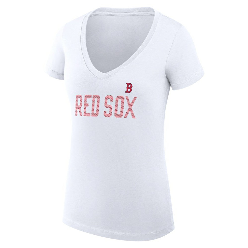 Boston Red Sox G-III 4Her by Carl Banks Women's Super-Slim Fit Lightweight Dot Print V-Neck T-Shirt - MLB