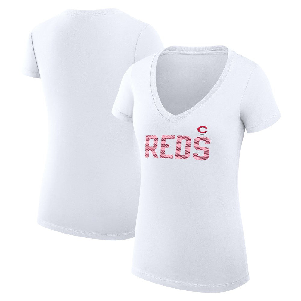 Cincinnati Reds G-III 4Her by Carl Banks Women's Super-Slim Fit Lightweight Dot Print V-Neck T-Shirt - MLB