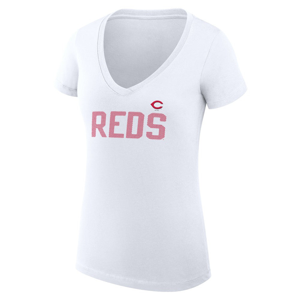 Cincinnati Reds G-III 4Her by Carl Banks Women's Super-Slim Fit Lightweight Dot Print V-Neck T-Shirt - MLB