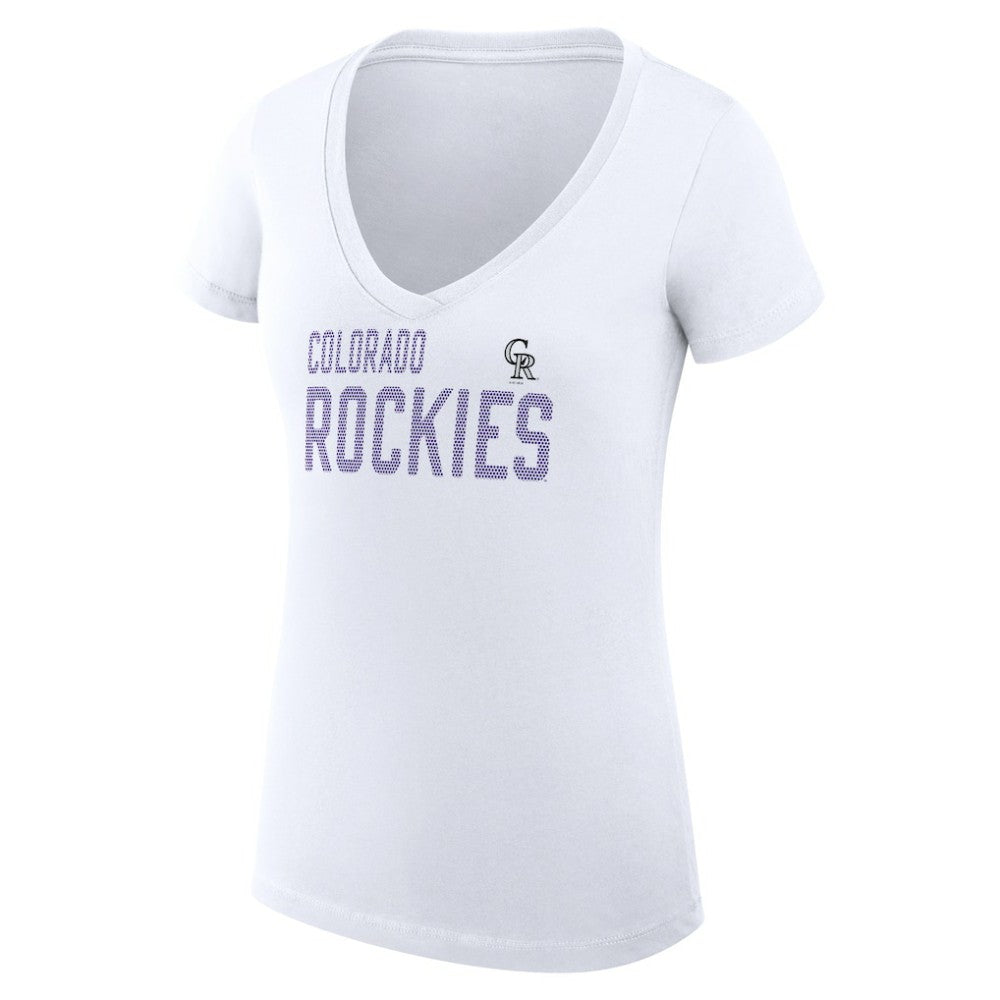 Colorado Rockies G-III 4Her by Carl Banks Women's Super-Slim Fit Lightweight Dot Print V-Neck T-Shirt - MLB