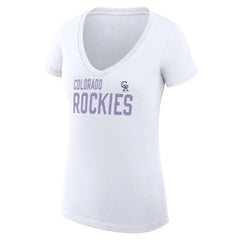 Colorado Rockies G-III 4Her by Carl Banks Women's Super-Slim Fit Lightweight Dot Print V-Neck T-Shirt - MLB