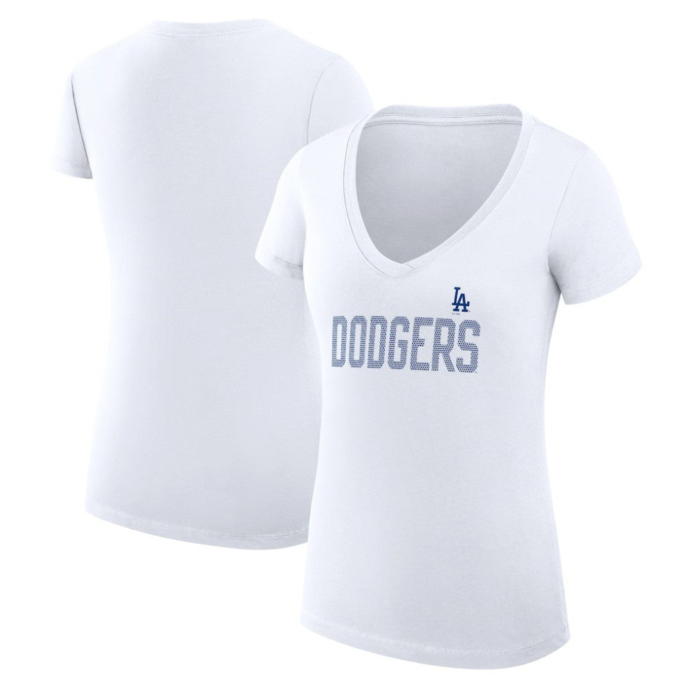 Los Angeles Dodgers G-III 4Her by Carl Banks Women's Super-Slim Fit Lightweight Dot Print V-Neck T-Shirt - MLB